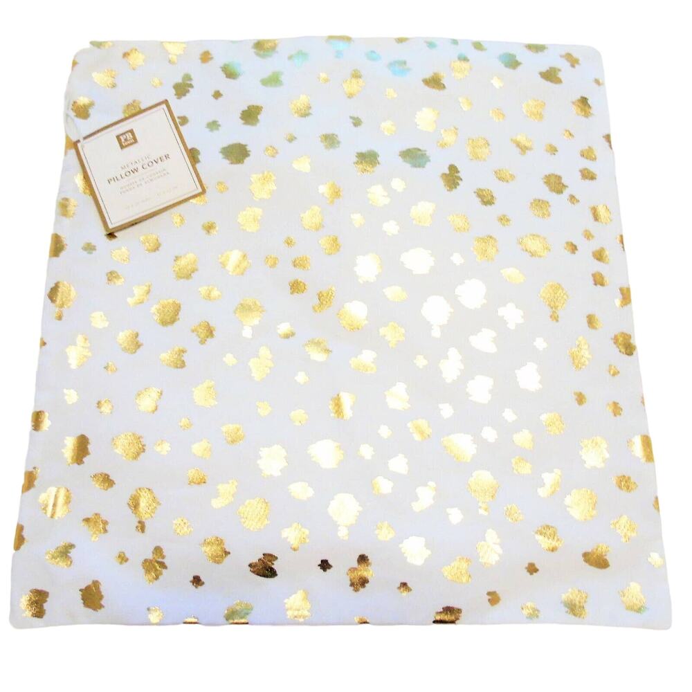 Pottery Barn Pillow Cover16x16 Metallic Gold Cheetah Leopard Animal Print New